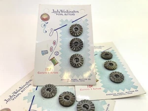 Vintage Lady Washington Pearls Sewing Buttons Lot MOP 3 New Cards 40s Art Deco - Picture 1 of 6