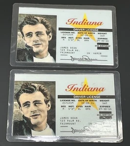James Dean Replica Indiana Driver's License Souvenir Novelty Movie Star Lot Of 2 - Picture 1 of 19