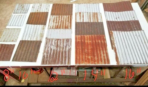 (#16) 20 pieces square Vintage Reclaimed Corrugated Rustic Metal Roofing Tiles Cover