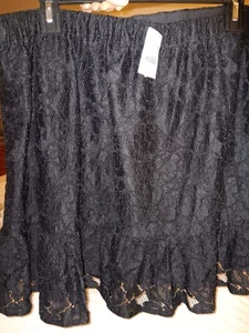 NWT J Jill black Lace Sz 12 Black Short Skirt Elastic Waist Lined dressy Sororit - Picture 1 of 10