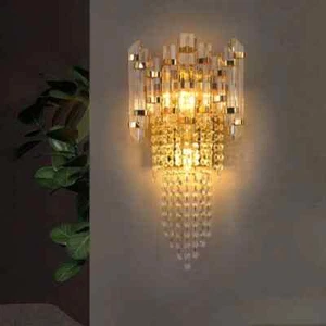 Luxury Modern Crystal Wall Lamp Nordic TV Background Decor LED Light Bedroom - Picture 1 of 23