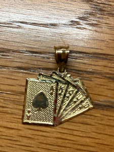 10K Gold/ Diamond Cut/Royal Flush Charm - Picture 1 of 2