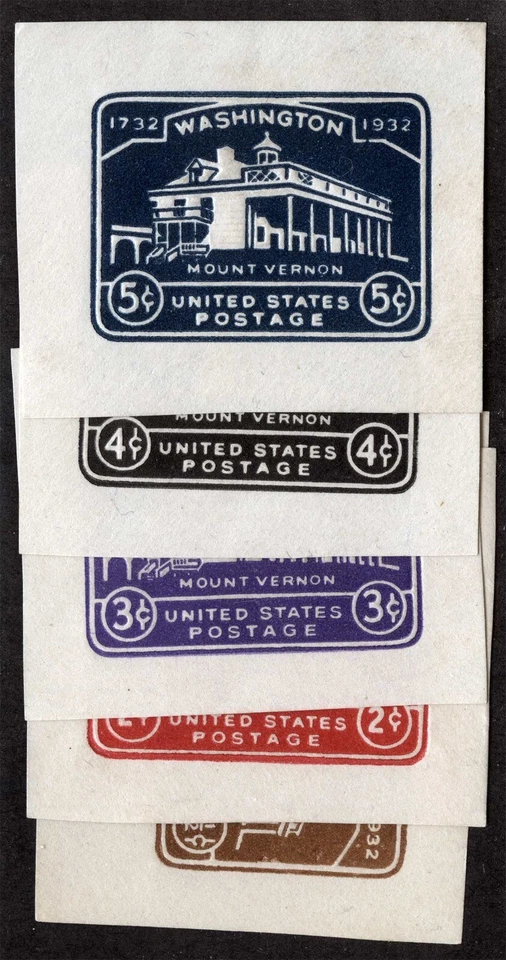 US Sc U523 - U528 Multicolor 1¢-5¢ Unused Cut Square 45x39mm Complete Set - Image 1 of 1