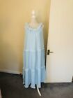 Indie & Moi baby blue tiered maxi dress With Broderie Trim - size 12-14 . Tagged