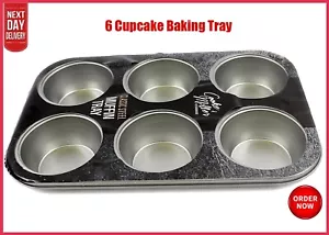 6 Deep Cup Non Stick Muffin Fairy Cake Baking Tray Tin Yorkshire Pudding Pies 1 - Picture 1 of 1