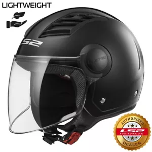 LS2 OF562 AIRFLOW LIGHTWEIGHT OPEN FACE MOTORCYCLE ORIGINAL EXTINCT HELMET BLACK - Picture 1 of 8