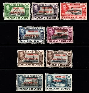 FALKLANDS GRAHAM LAND  1944  SET  INCLUDING BOTH 6d SHADES  SG.A1/A8  MNH - Picture 1 of 2