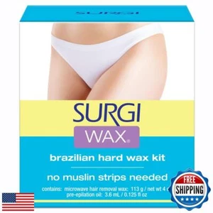 SURGI WAX Brazilian Hard Wax Kit 4oz, Waxing Kit for Hair Removal with pre-el - Picture 1 of 5
