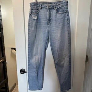 American Eagle Stretch Mom Jeans helle Waschung distressed hohe Taille 8 lang - Bild 1 von 8