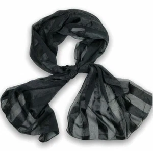 Scarf Womens Lightweight Neck Hair Striped Black Pattern - Picture 1 of 5