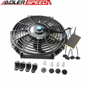US STOCK 10" Curved Blade Slim Push/Pull Radiator Cooling Fan & Mount Kit Black - Imagen 1 de 7