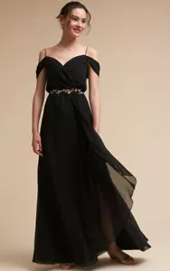 Abito maxi BHLDN by Watters Kane taglia 4 nero squisito - Foto 1 di 11