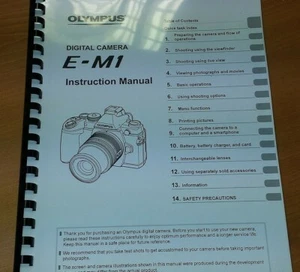 OLYMPUS E-M1 DIGITAL CAMERA PRINTED INSTRUCTION MANUAL USER GUIDE 165 PAGES A4 - Picture 1 of 1