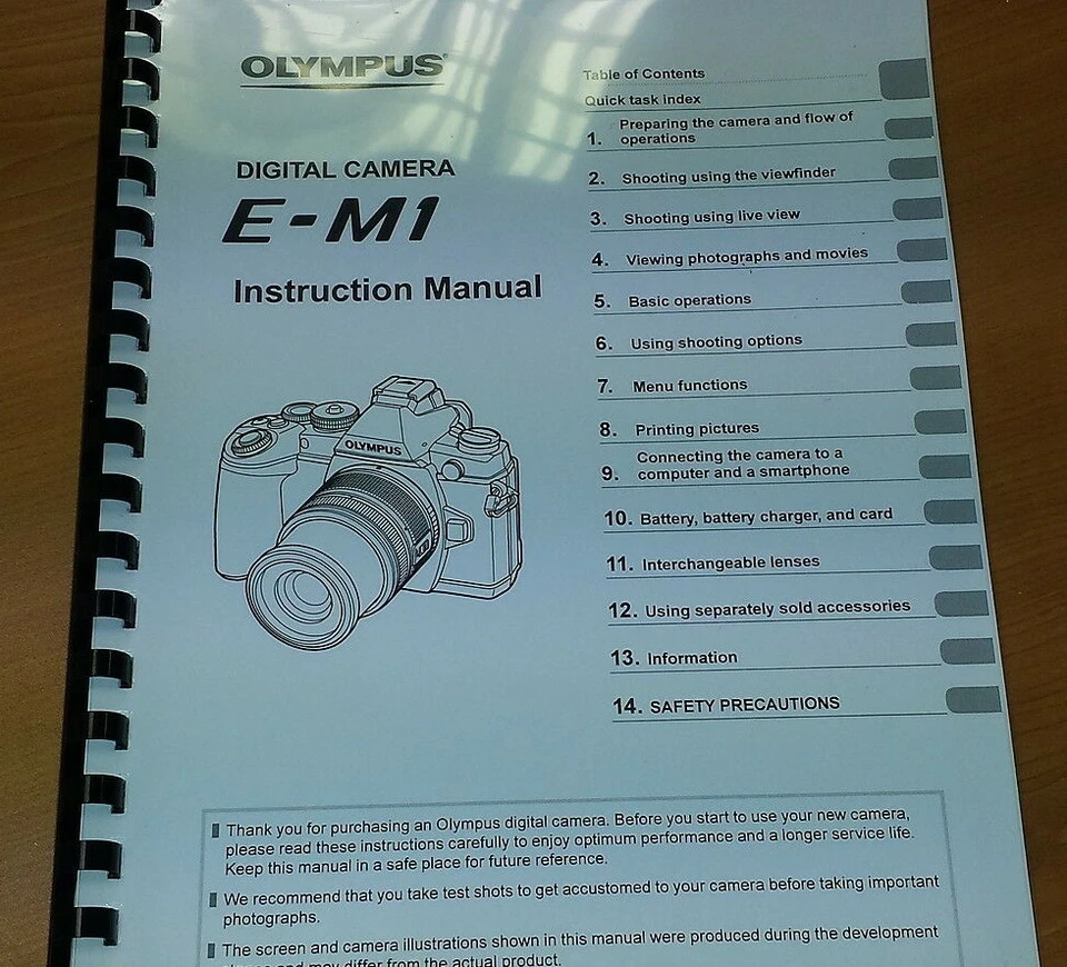 OLYMPUS E-M1 CÁMARA DIGITAL IMPRESA MANUAL DE INSTRUCCIONES GUÍA DE USUARIO 165 PÁGINAS A4