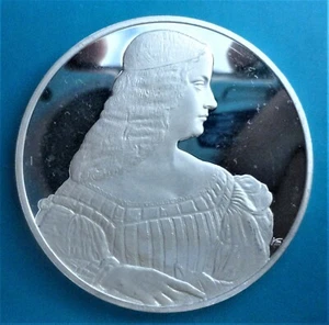 Leonardo da Vinci series -RITRATTO DI ISABELLA silver medal Ø 50,90mm-51,40gr - Picture 1 of 9