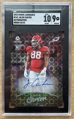 2023 Panini Luminance Rookie Jalen Carter #141 Verde Auto /25 SGC 9 Auto 10! - Imagem 1 de 3