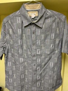 Carbon 2 Cobalt Shirt Men Medium Multicolor Stripe Short Sleeve Pocket Button Up - Picture 1 of 15