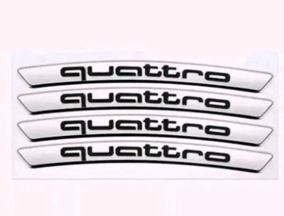 4 x S Quattro Emblem Logo 3d Felgen Aufkleber Sticker 90mm x 7,5mm Silber NEW - Bild 1 von 3