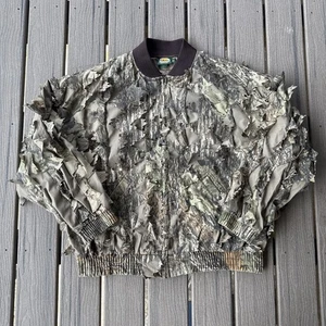 VTG Cabelas MENS 3XL RealTree Leafy Ghillie Full Zip Jacket w/ Pockets - Picture 1 of 8