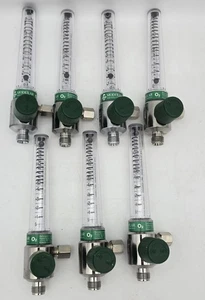 *LOT OF 7* Precision Medical Oxygen Flowmeters 15 LPM Green Wall Connector - Picture 1 of 8