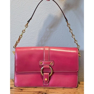 Bolsa de ombro Ellen Tracy vintage couro rosa alça corrente - Imagem 1 de 4