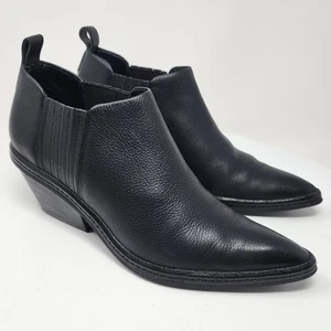 Via Spiga Farly Bootie Women 8.5M Black Leather Pointed Toe Western Ankle Boot - Picture 1 of 12