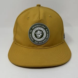 Devereux Golf Mustard Cap Hat Snapback Scull Olive Green Patch EUC - Picture 1 of 12
