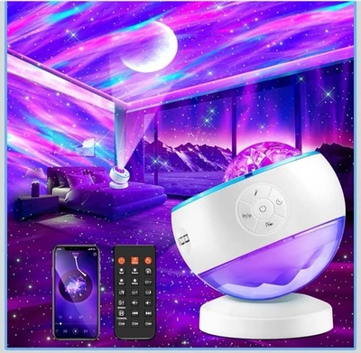 Sternenhimmel Projektor, 300-Lichtmodi Nordlicht Lampe 15 White Noise Bluetooth - Bild 1 von 4
