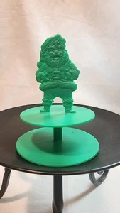 Vintage Green Plastic Santa Christmas ribbon holder toy figure, cake topper - Picture 1 of 8
