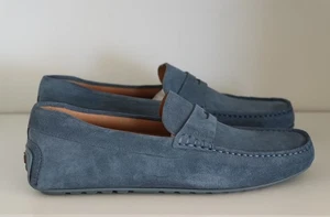 BOSS Mens Noel Mocc Suede Moccasins Penny Loafer Light Blue US 10 EU 43 - Picture 1 of 5