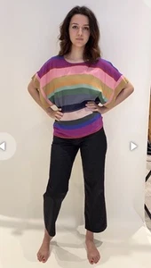 ELK Lysbro Printed Dolman Top Rainbow Stripe Size 14 AU Women’s - Picture 1 of 7