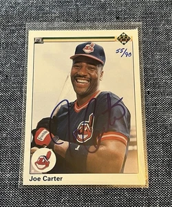 JOE CARTER SIGNED 1990 UPPER DECK CARD #375 /90 INDIANS BLUE JAYS AUTO - Bild 1 von 2