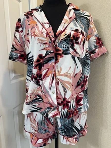 Cynthia Rowley Nachtwäsche tropische Blumen Damen 2-teilig Pyjama Loungewear Small - Bild 1 von 10