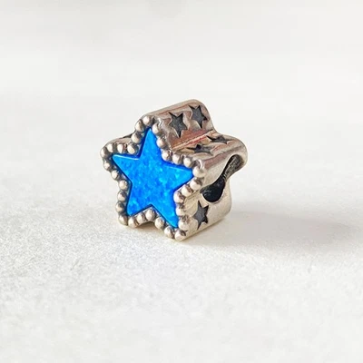 925 Sterling Silver blue opal star charm for bracelet - Image 1 of 4
