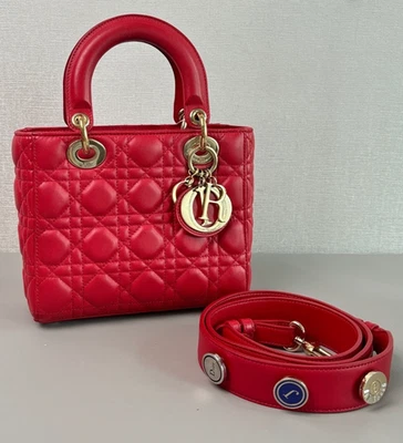 Christian Dior Lady Top Handle 2way Shoulder Handbag Red Women Classic - Image 1 of 4