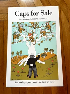 Vintage 1970's 16" x 24" poster CAPS FOR SALE by Esphyr Slobodkina QUALITY STOCK - Picture 1 of 8