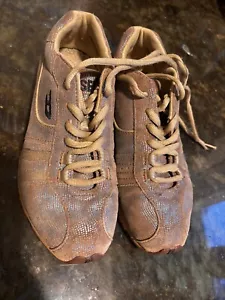 Diesel Leather trainers 7.5 Mermaid Tan 38 Shine lace up Y2K - Picture 1 of 12