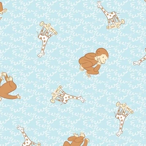 BTY Licensed Curious George Toyland Baby Blue Flannel Cotton Fabric By The Yard - Picture 1 of 1