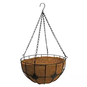 14 In. Metal Hanging Basket Planter with Maple Leaf Coco Liner - Picture 1 of 1