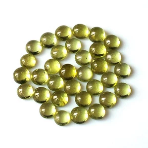 Peridot Cabochon 4X4 mm Round Cut Natural Calibrated Untreated Stone 33 Pieces - Picture 1 of 5
