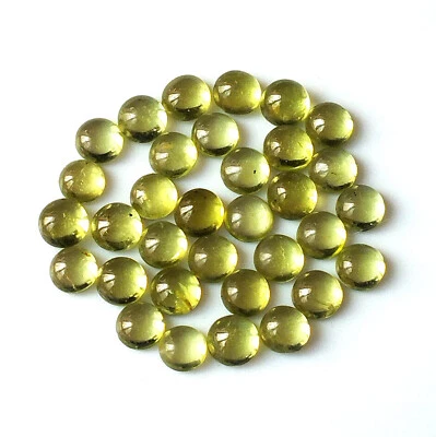 Peridot Cabochon 4X4 mm Round Cut Natural Calibrated Untreated Stone 33 Pieces - Image 1 of 4