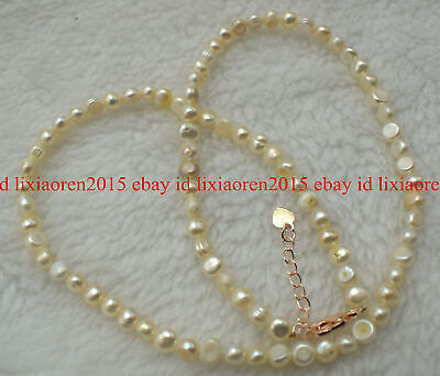 Small 4-5mm Natural White Freshwater Baroque Pearl Necklace 18  AAA+ • 5.35€