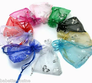LOT de 10 SACHETS POCHETTES ORGANZA PAPILLON ** 7 x 9 cm ** Bijoux cadeau fêtes - Picture 1 of 14