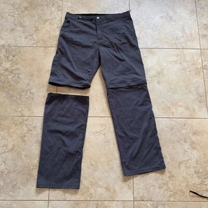 Convertible PrAna Hose Herren 36 x 33 Wandern versteckte Tasche Cargo Zip Off grau - Bild 1 von 14