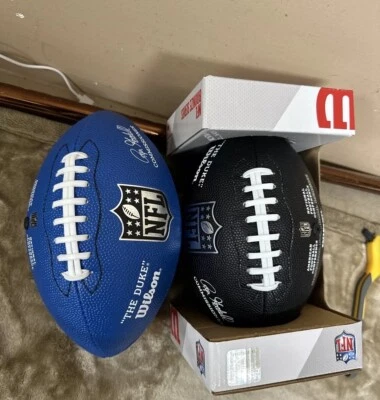 WILSON THE DUKE ФУТБОЛЬНЫЕ МИНИ ЧЕРНЫЙ И СИНИЙ ОФИЦИАЛЬНЫЙ NFL СОВЕРШЕННО НОВЫЙ - Изображение 1 из 4
