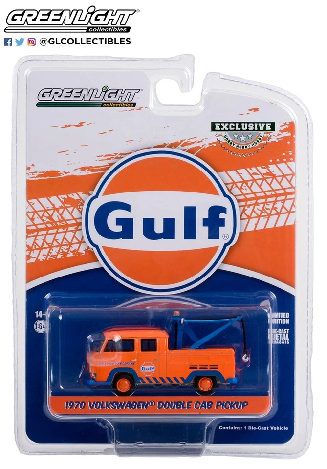Greenlight 1:64 1970 VW Doppio Cabina Pick-Up W/Goccia IN Rimorchio Gancio - Immagine 1 di 1