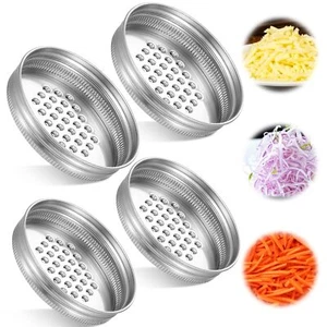 4 Pcs Mason Jar Grater Lids for Wide and Narrow Mouth Jars Reusable Shaker Lids - Picture 1 of 8