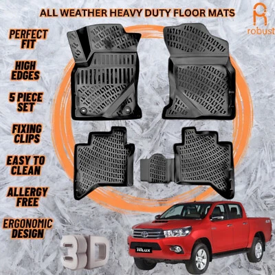 3D Molded Car Floor Mats Liners For Toyota Hilux 2015-2017 All Season Heavy Duty - Image 1 of 4