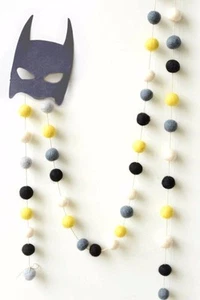 SUPERHERO garland. Felt balls garland. Baby Nursery.Kids Pom Pom Wall Decor. - Picture 1 of 3