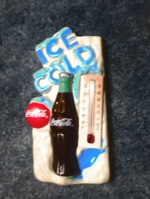 Coca-Cola Magnet 3D Plastic Ice Cold with bottle & thermometer  - Image 1 of 2